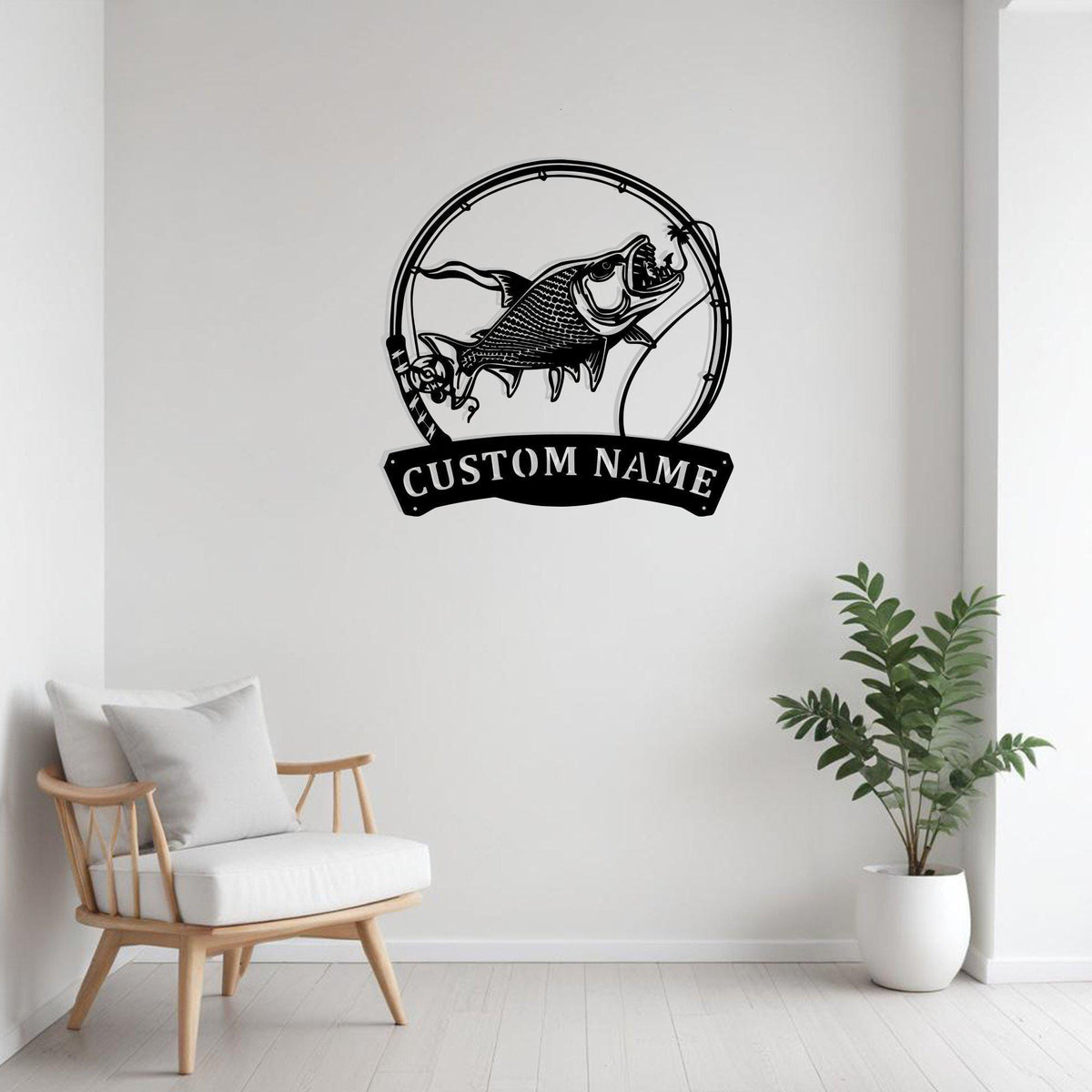 Custom Tigerfish Metal Sign Wall Art With Led Light Personalized Tigerfish Name Sign Decoration For Room Fish Metal Led Wall Decor Fishing Art