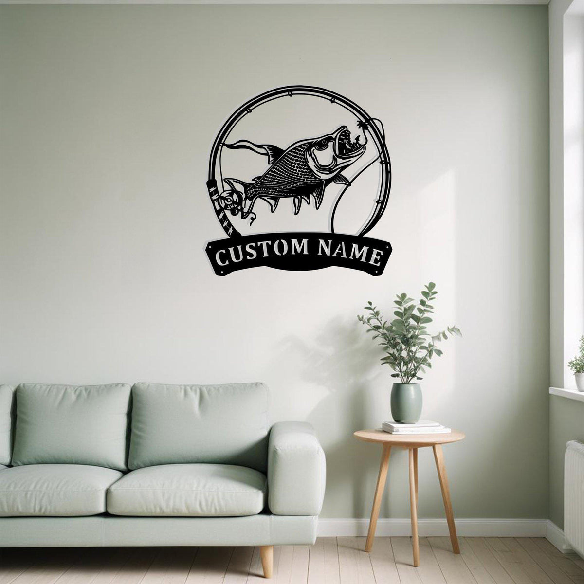 Custom Tigerfish Metal Sign Wall Art With Led Light Personalized Tigerfish Name Sign Decoration For Room Fish Metal Led Wall Decor Fishing Art