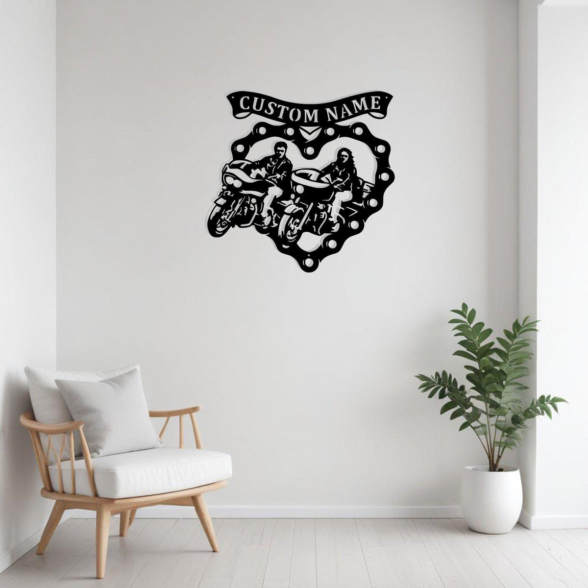 Custom Sweetheart Motorcycle Riding Couple Metal Sign Wall Art With Led Light Personalized Motorcycle Name Sign Decoration For Room Biker Gift