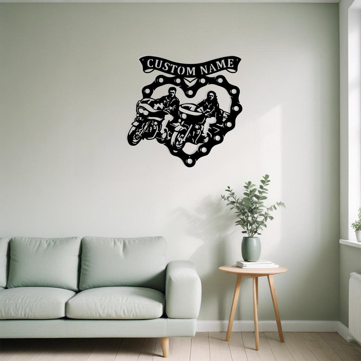 Custom Sweetheart Motorcycle Riding Couple Metal Sign Wall Art With Led Light Personalized Motorcycle Name Sign Decoration For Room Biker Gift