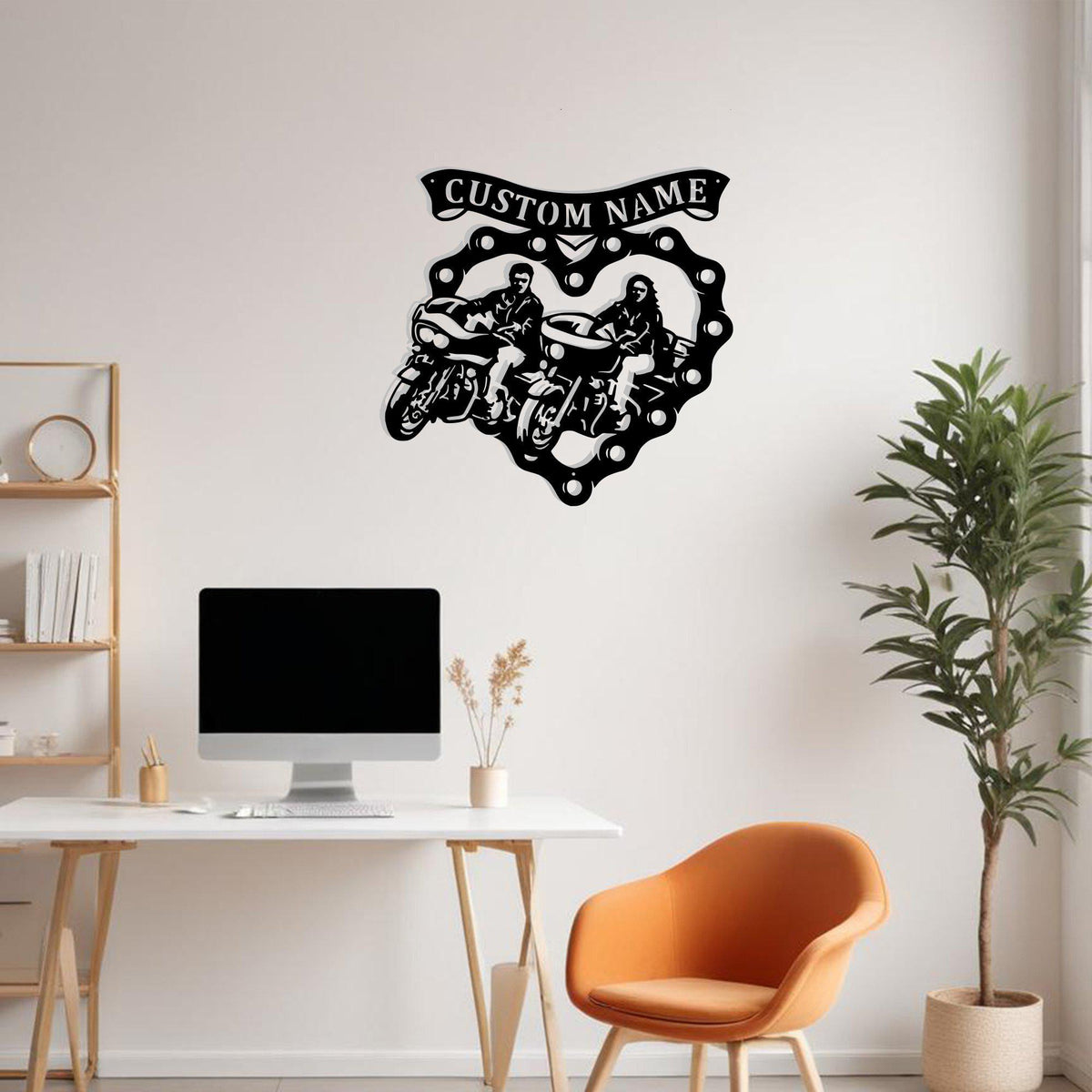 Custom Sweetheart Motorcycle Riding Couple Metal Sign Wall Art With Led Light Personalized Motorcycle Name Sign Decoration For Room Biker Gift