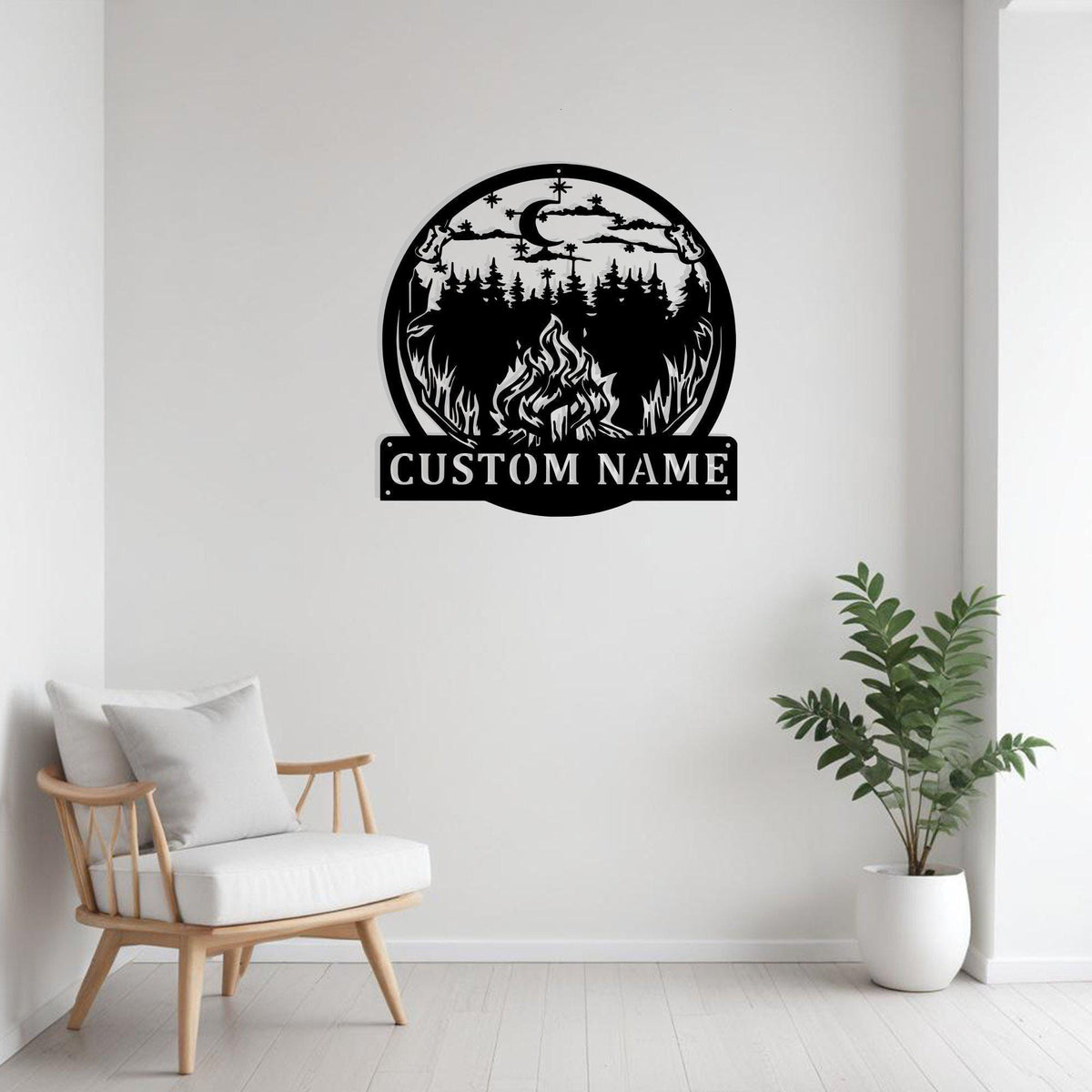 Custom Outdoor Campfire Metal Sign Wall Art With Led Light Personalized Campfire Name Sign Decoration For Room Campfire Home Decor Camping Art