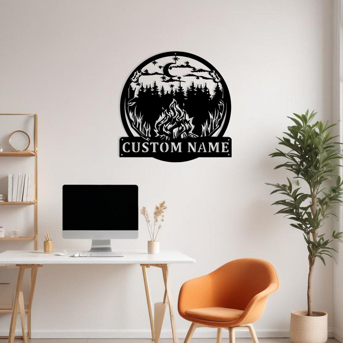 Custom Outdoor Campfire Metal Sign Wall Art With Led Light Personalized Campfire Name Sign Decoration For Room Campfire Home Decor Camping Art