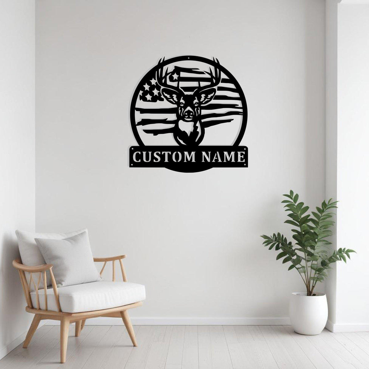 Custom Usa Flag American Hunting Player Metal Sign Wall Art With Led Light Personalized Hunter Name Sign Decoration For Room Hunting Wall Decor