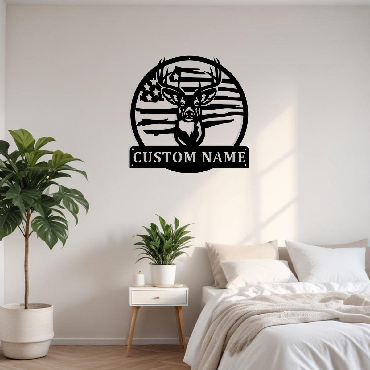 Custom Usa Flag American Hunting Player Metal Sign Wall Art With Led Light Personalized Hunter Name Sign Decoration For Room Hunting Wall Decor