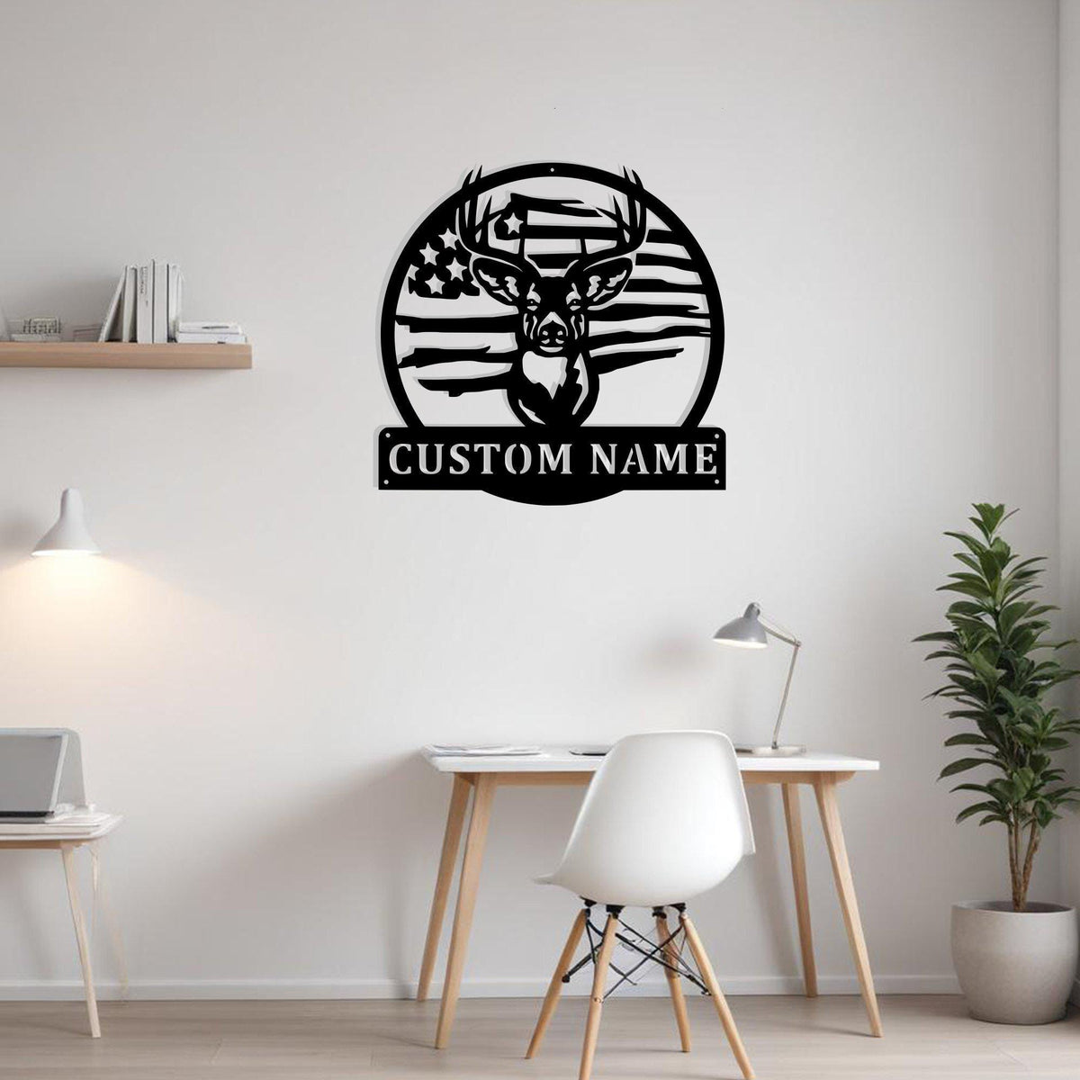 Custom Usa Flag American Hunting Player Metal Sign Wall Art With Led Light Personalized Hunter Name Sign Decoration For Room Hunting Wall Decor