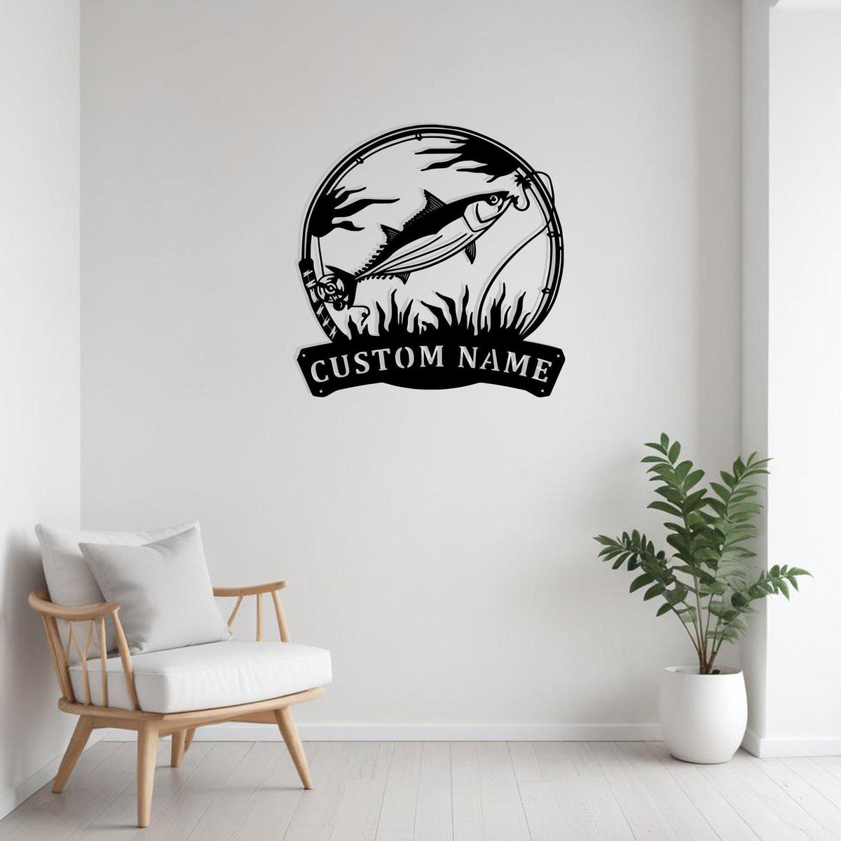 Custom Skipjack Tuna Fishing Metal Sign Wall Art With Led Light Personalized Tuna Fish Name Sign Decoration For Room Fish Metal Led Wall Decor