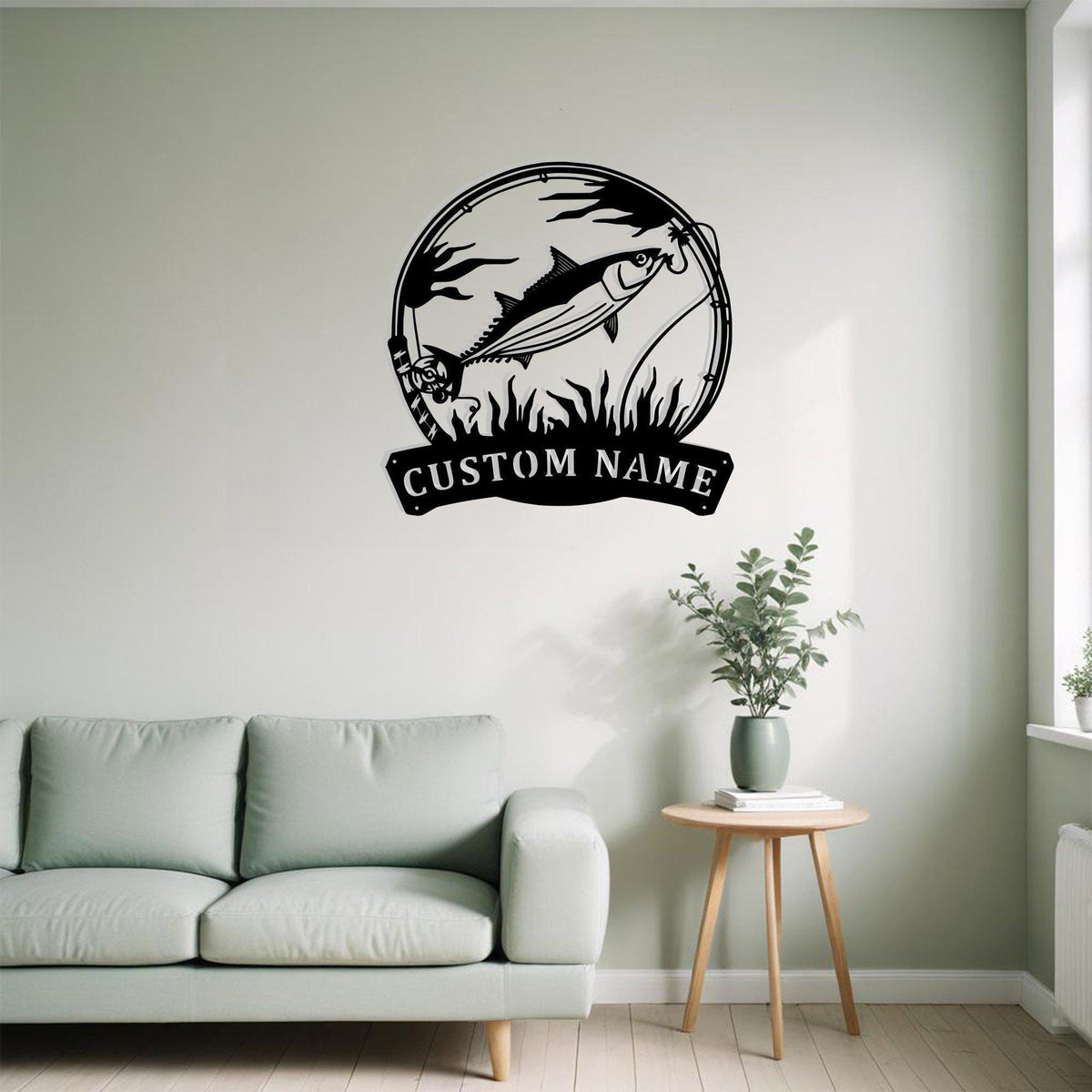 Custom Skipjack Tuna Fishing Metal Sign Wall Art With Led Light Personalized Tuna Fish Name Sign Decoration For Room Fish Metal Led Wall Decor