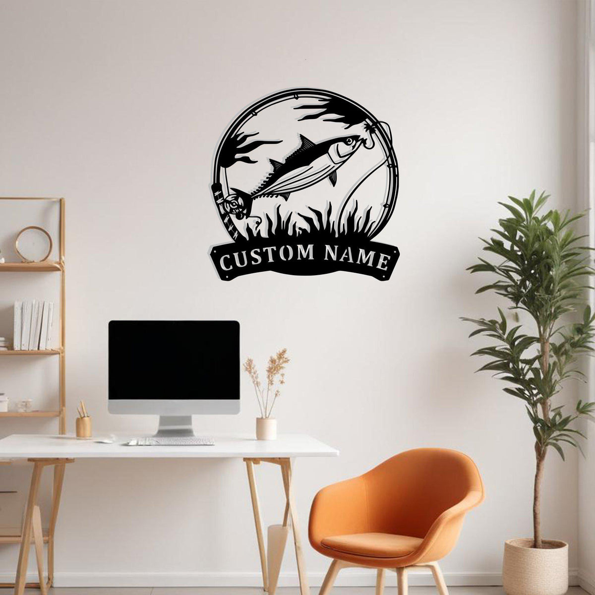 Custom Skipjack Tuna Fishing Metal Sign Wall Art With Led Light Personalized Tuna Fish Name Sign Decoration For Room Fish Metal Led Wall Decor
