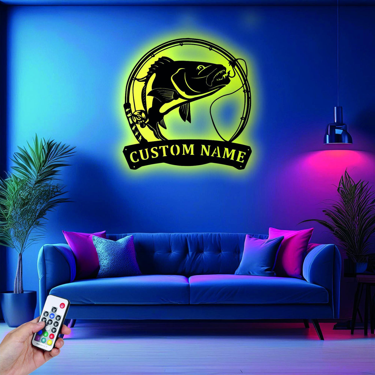 Custom Snapper Fish Metal Sign Wall Art With Led Light Personalized Snapper Fish Name Sign Decoration For Room Fishing Metal Led Wall Decor