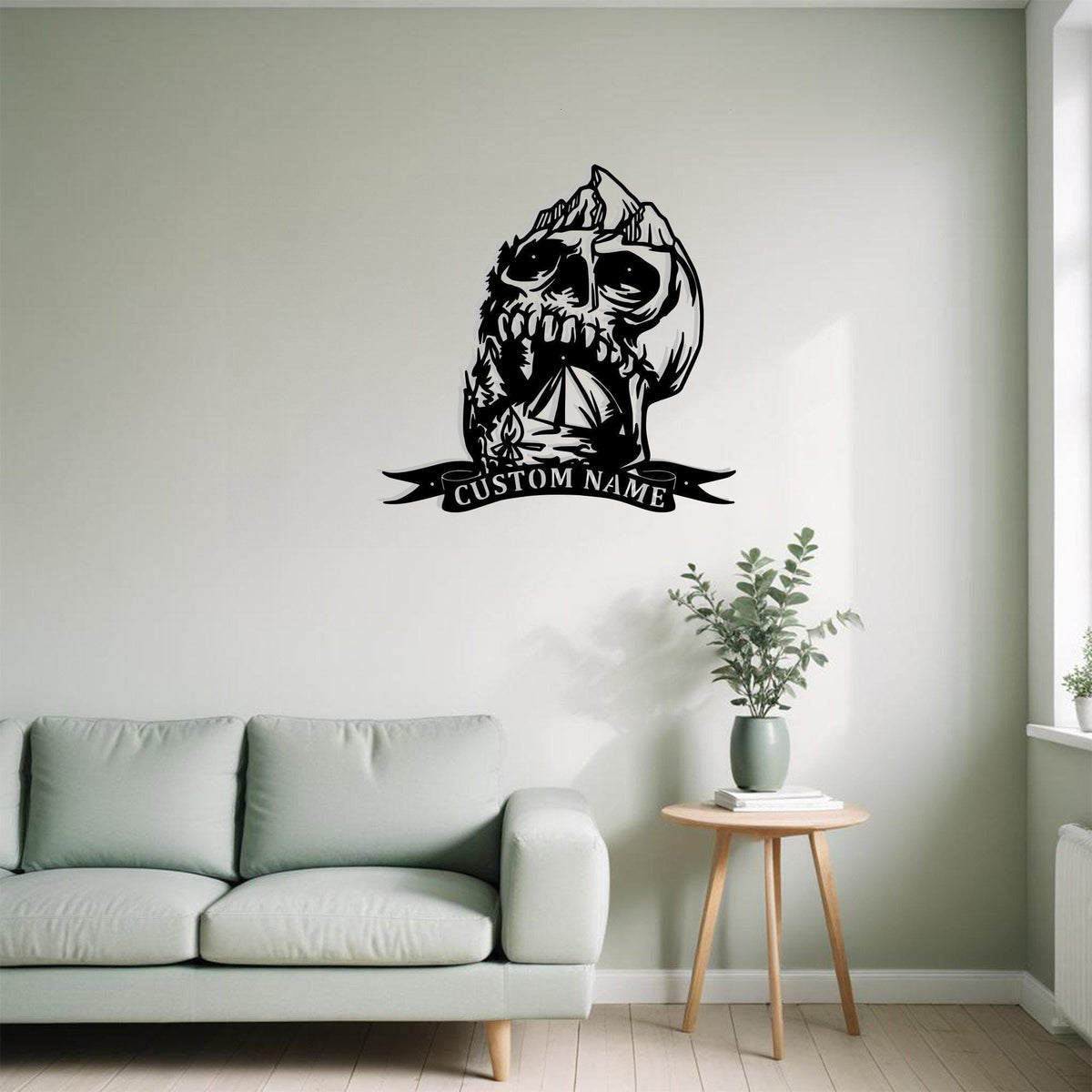 Custom Skull Camping Metal Sign Wall Art With Led Light Personalized Camper Name Sign Decoration For Room Camping Metal Led Wall Decor