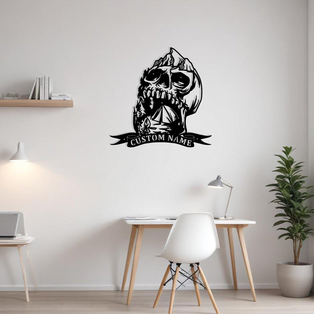 Custom Skull Camping Metal Sign Wall Art With Led Light Personalized Camper Name Sign Decoration For Room Camping Metal Led Wall Decor