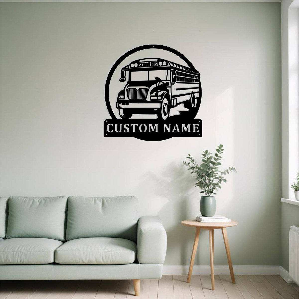 Custom School Bus Metal Sign Wall Art With Led Light Personalized Bus Driver Name Sign Decoration For Room School Bus Metal Led Decor