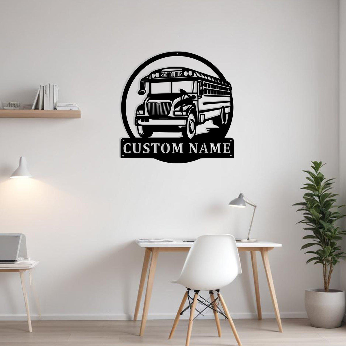 Custom School Bus Metal Sign Wall Art With Led Light Personalized Bus Driver Name Sign Decoration For Room School Bus Metal Led Decor