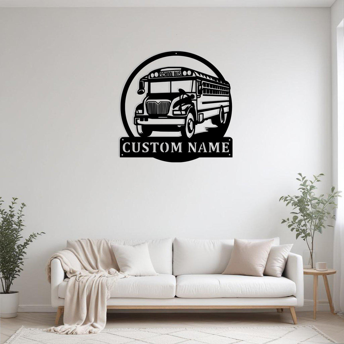 Custom School Bus Metal Sign Wall Art With Led Light Personalized Bus Driver Name Sign Decoration For Room School Bus Metal Led Decor