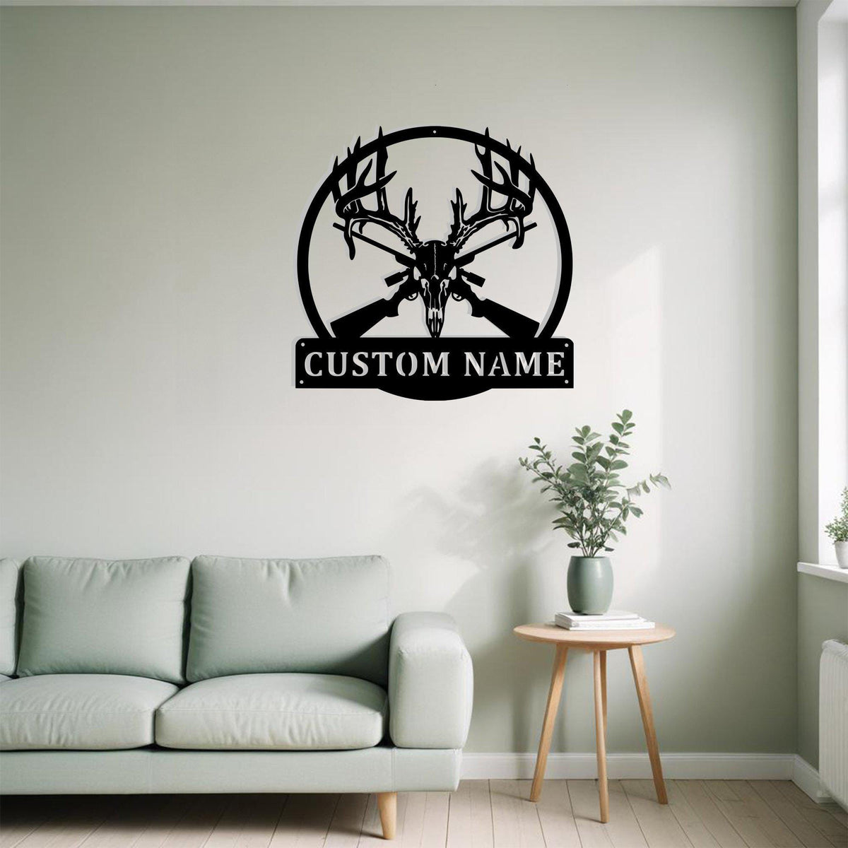 Custom Deer Skull Hunting Metal Sign Wall Art With Led Light Personalized Deer Hunter Name Sign Decoration For Room Deer And Skull Home Decor