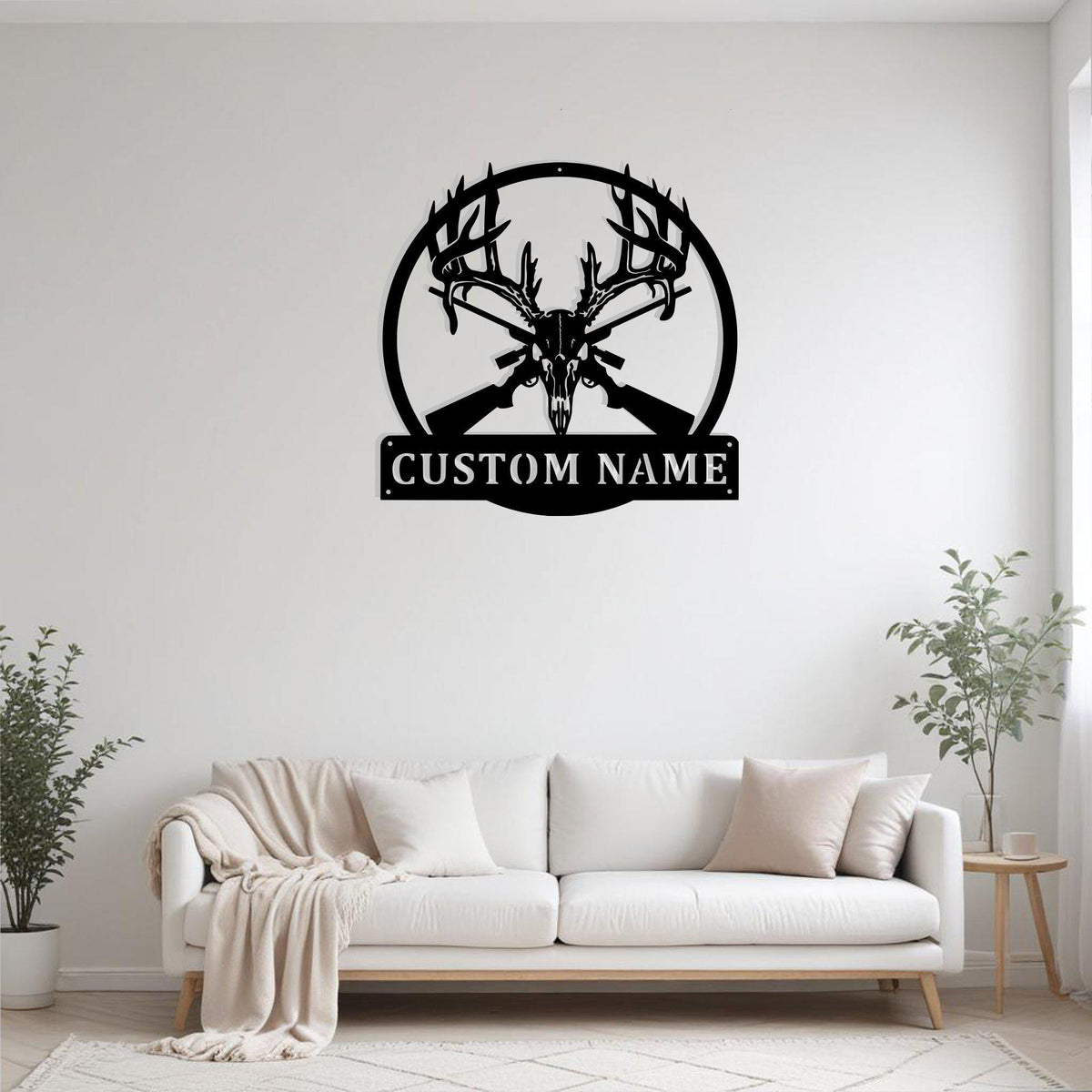 Custom Deer Skull Hunting Metal Sign Wall Art With Led Light Personalized Deer Hunter Name Sign Decoration For Room Deer And Skull Home Decor
