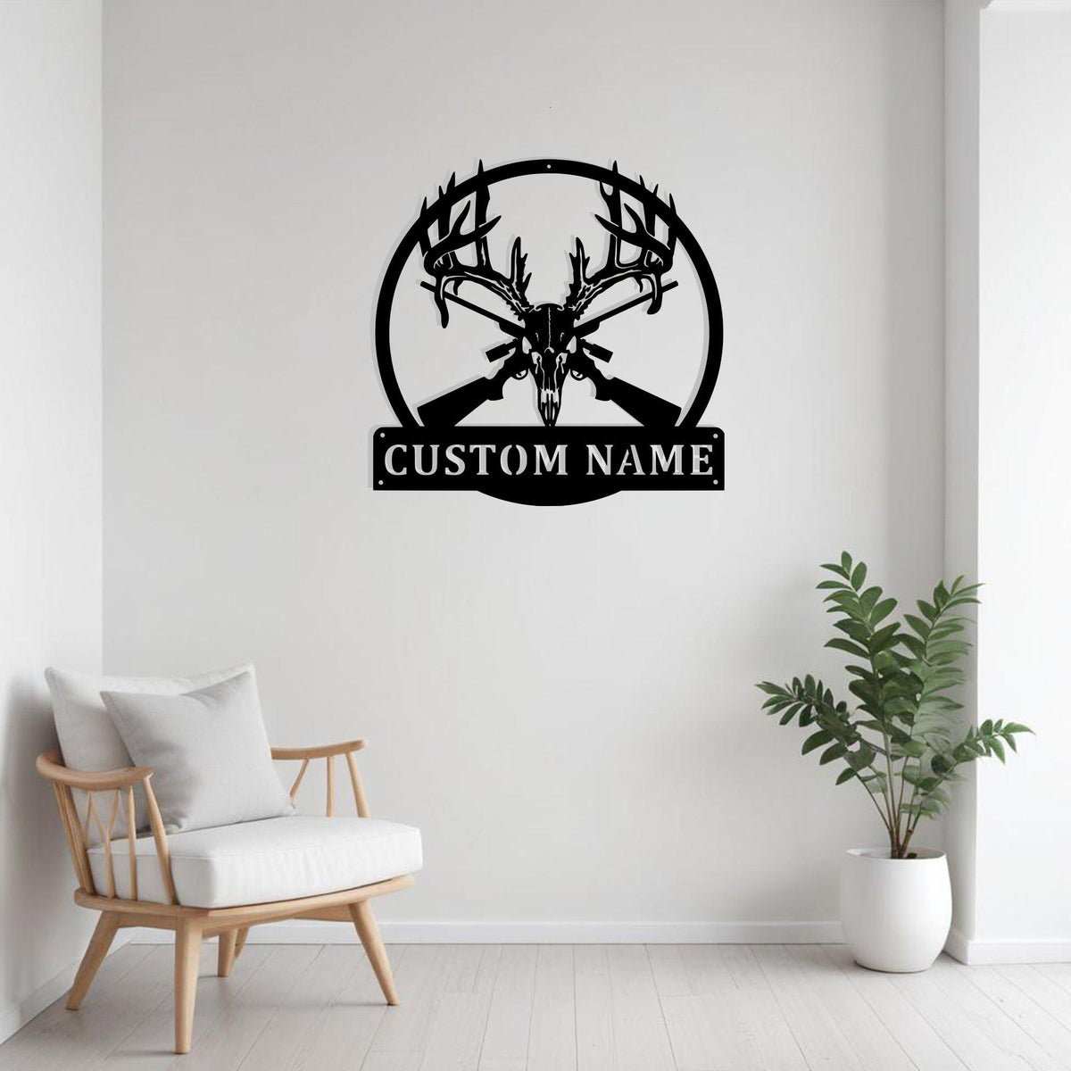 Custom Deer Skull Hunting Metal Sign Wall Art With Led Light Personalized Deer Hunter Name Sign Decoration For Room Deer And Skull Home Decor