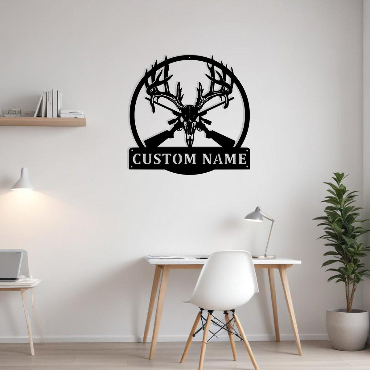 Custom Deer Skull Hunting Metal Sign Wall Art With Led Light Personalized Deer Hunter Name Sign Decoration For Room Deer And Skull Home Decor