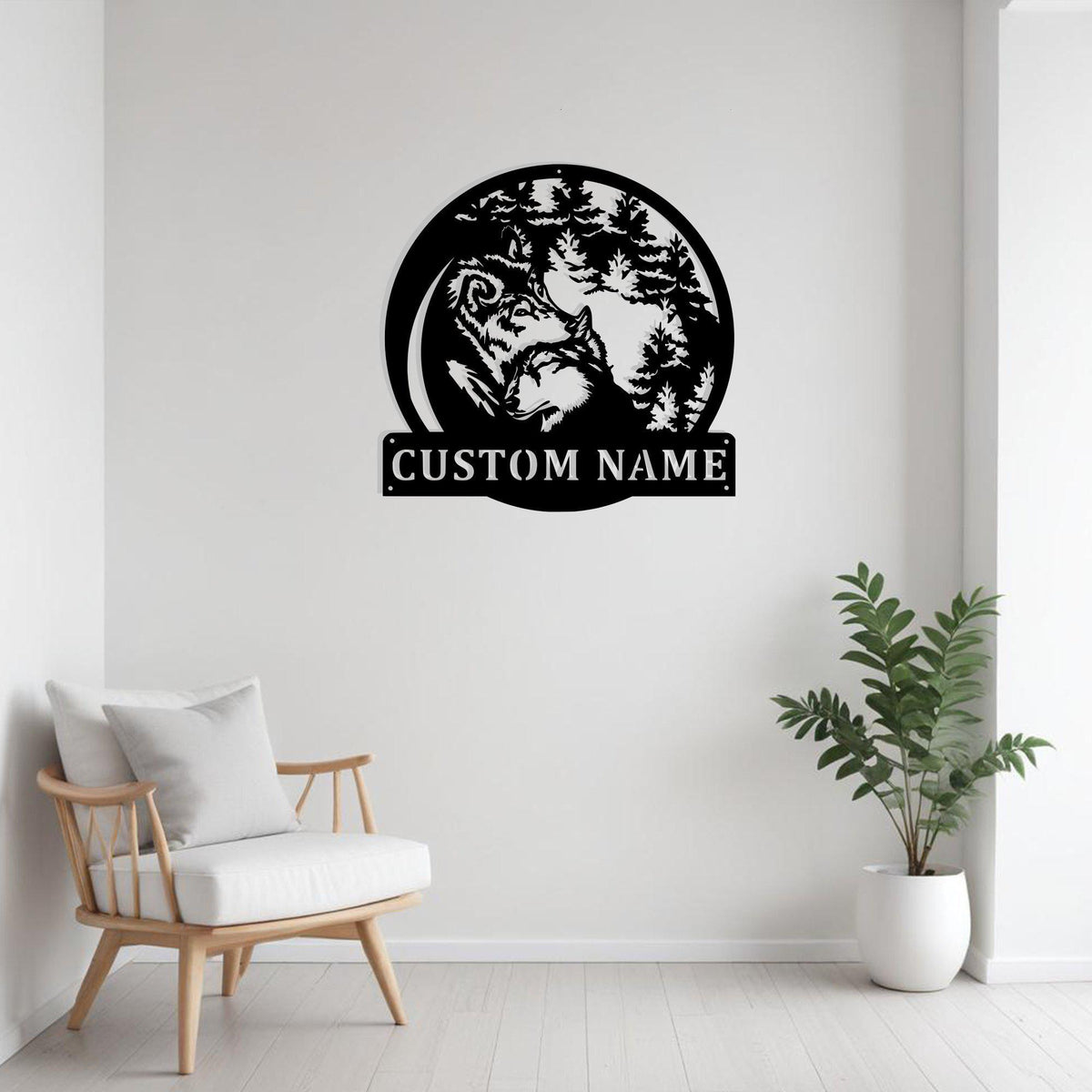 Custom Couple Wolf Metal Sign Wall Art Personalized Wolf Decoration For Room Wolf Home Decor Custom Wolf Decor Couple Wolf Wolf Lover Art