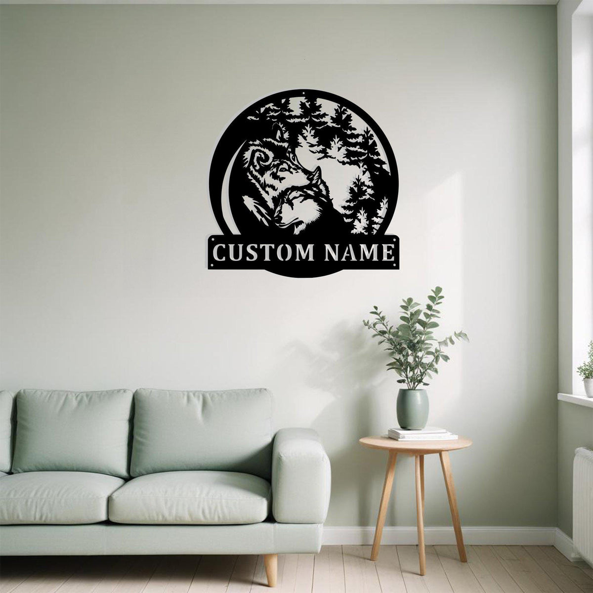 Custom Couple Wolf Metal Sign Wall Art Personalized Wolf Decoration For Room Wolf Home Decor Custom Wolf Decor Couple Wolf Wolf Lover Art