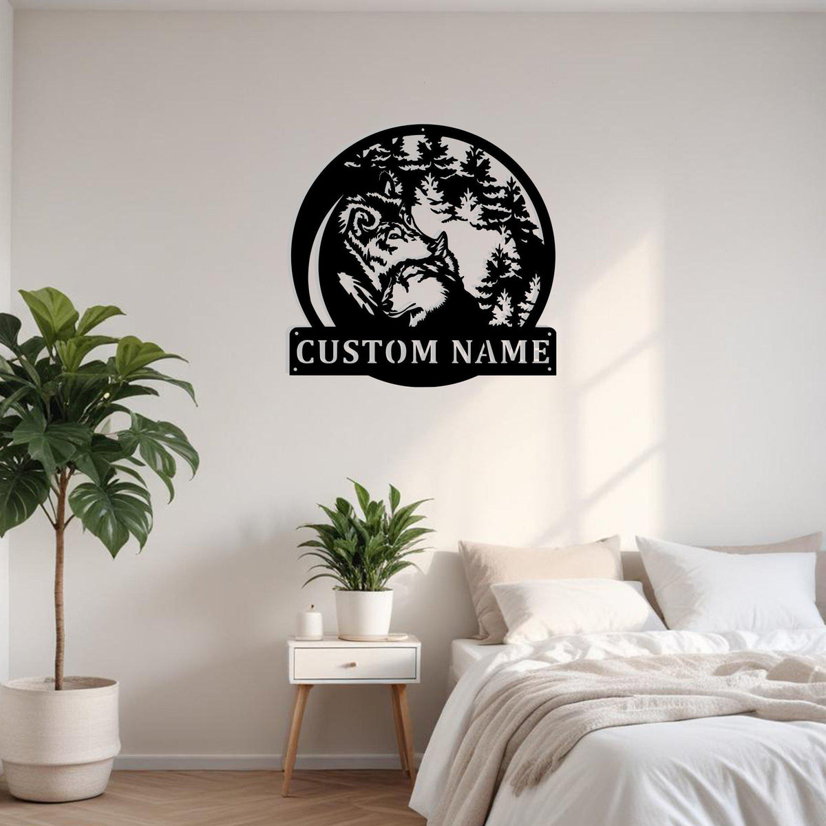 Custom Couple Wolf Metal Sign Wall Art Personalized Wolf Decoration For Room Wolf Home Decor Custom Wolf Decor Couple Wolf Wolf Lover Art