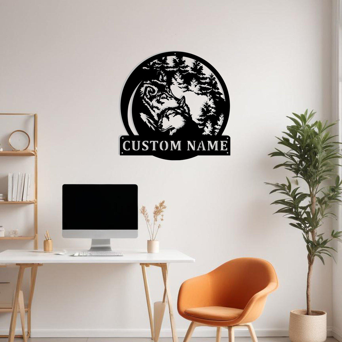 Custom Couple Wolf Metal Sign Wall Art Personalized Wolf Decoration For Room Wolf Home Decor Custom Wolf Decor Couple Wolf Wolf Lover Art