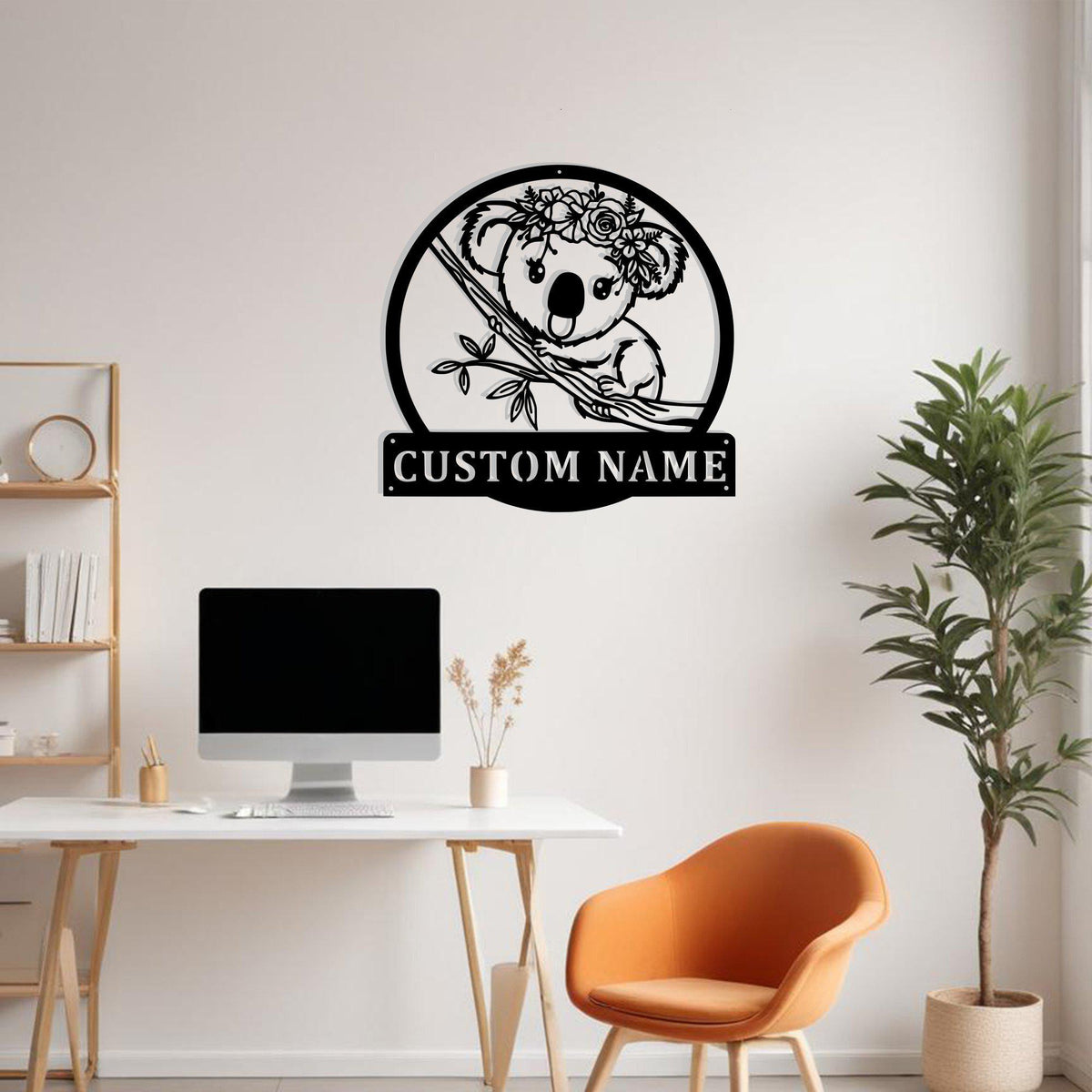 Custom Floral Koala Metal Sign Wall Art Personalized Koala Decoration For Room Koala Metal Home Decor Koala Kids Room Decor Koala Lovers Art
