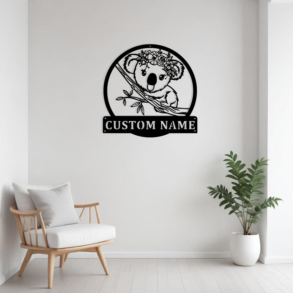 Custom Floral Koala Metal Sign Wall Art Personalized Koala Decoration For Room Koala Metal Home Decor Koala Kids Room Decor Koala Lovers Art