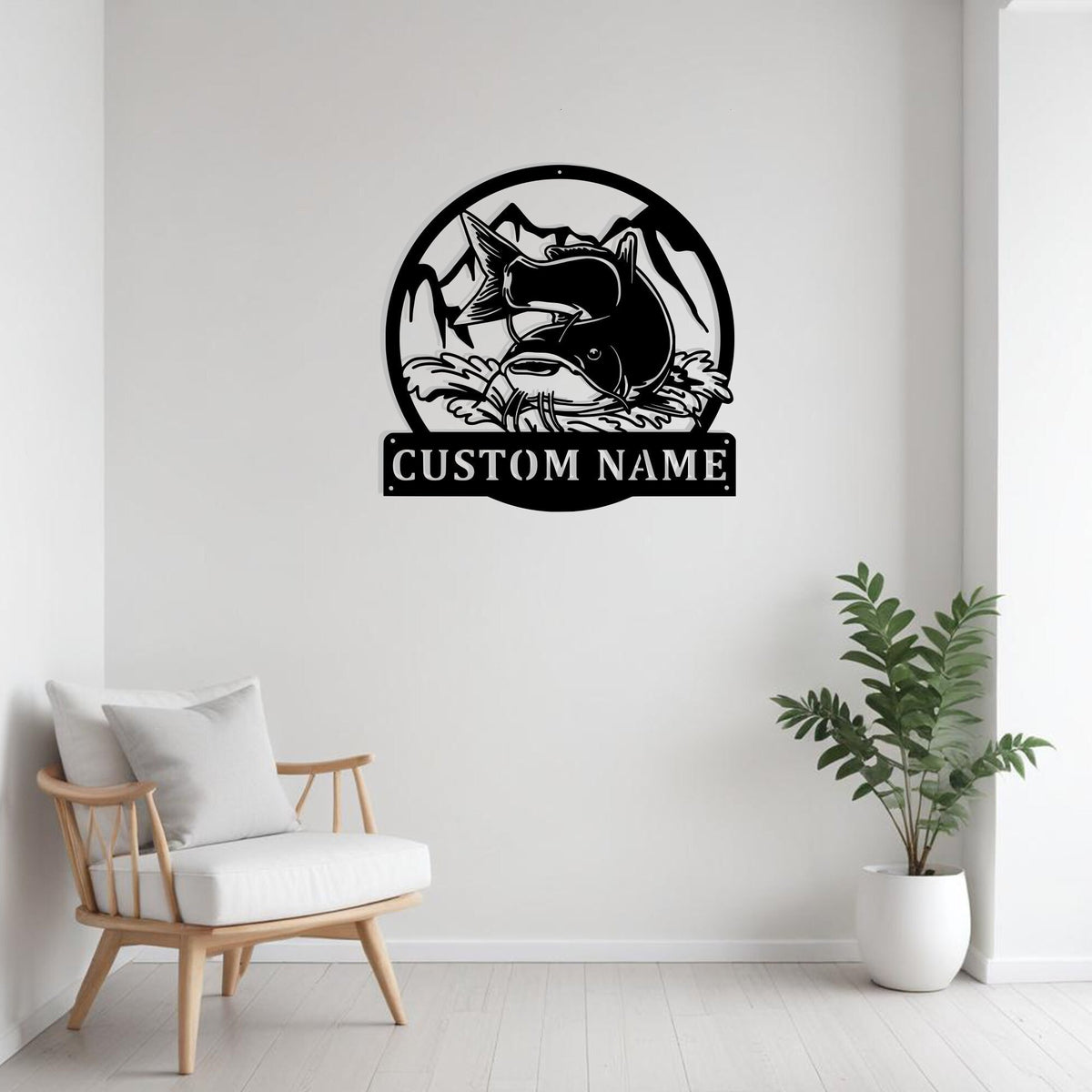 Custom Catfish Fishing Metal Sign Wall Art Personalized Catfish Decoration For Room Catfish Home Decor Custom Catfish Fisherman Gift Decor