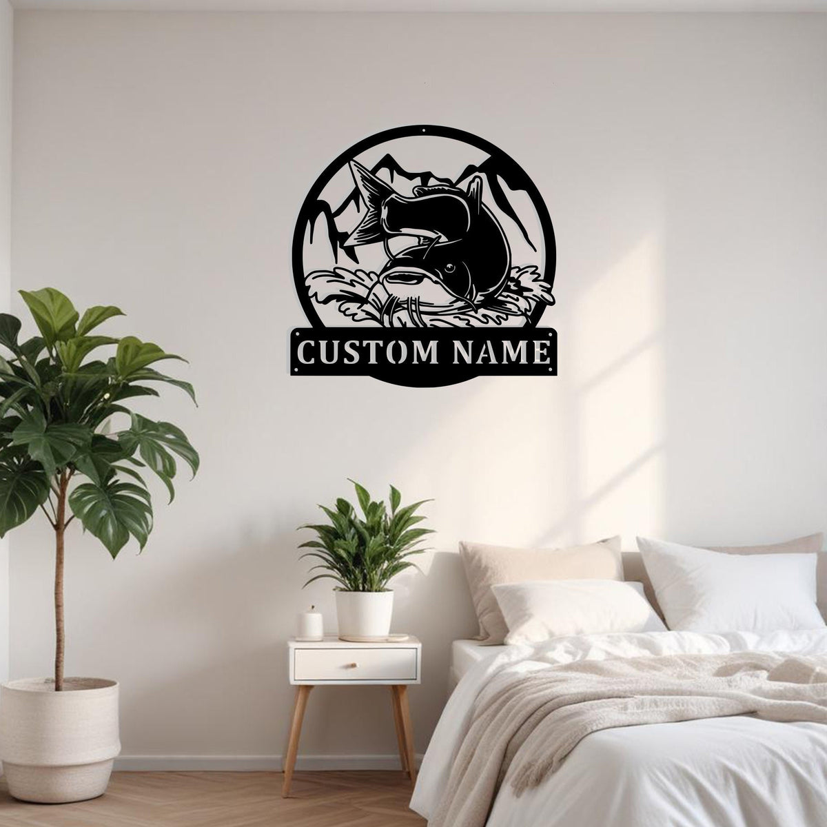 Custom Catfish Fishing Metal Sign Wall Art Personalized Catfish Decoration For Room Catfish Home Decor Custom Catfish Fisherman Gift Decor