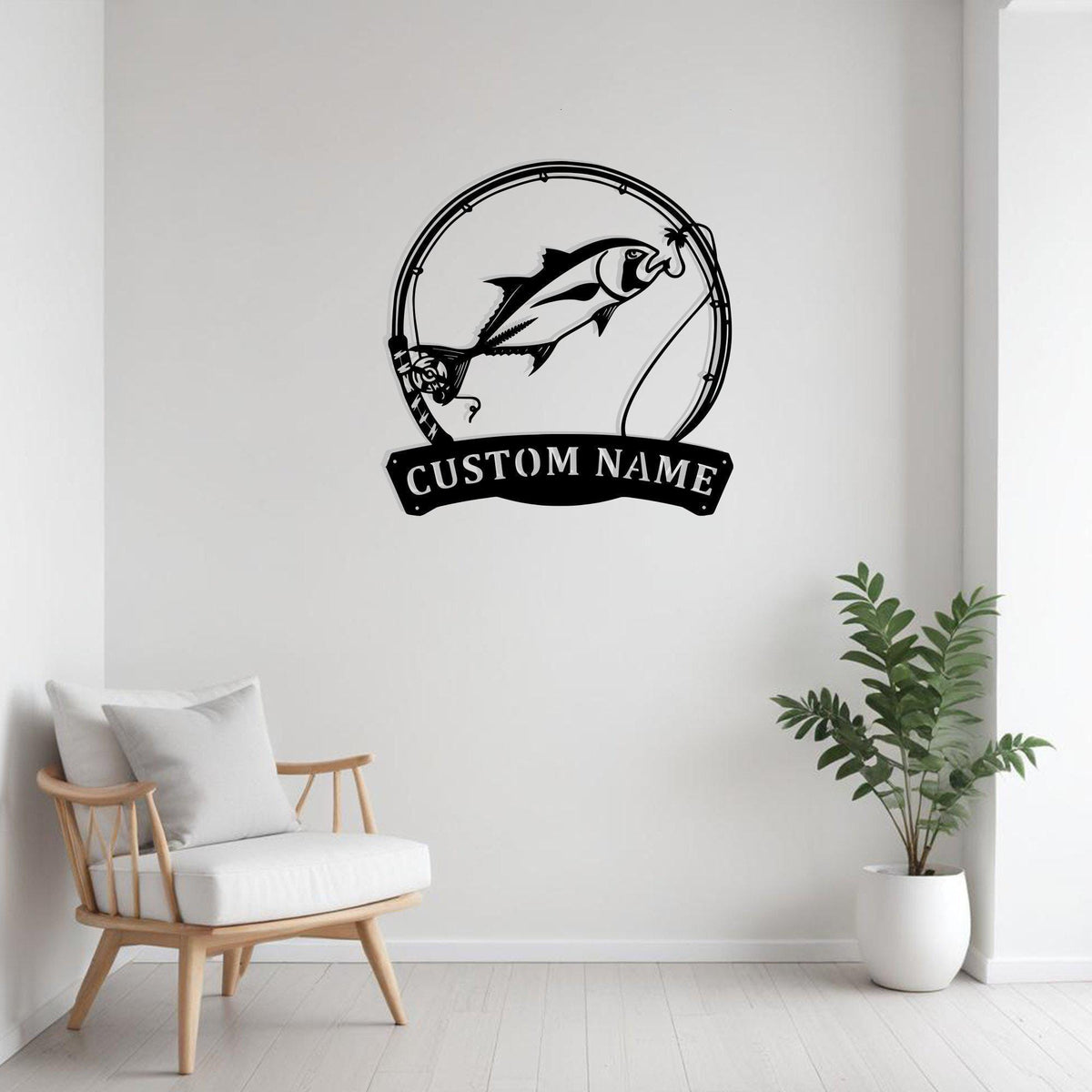Custom Giant Trevally Fish Metal Sign Wall Art Personalized Giant Trevally Decoration For Room Fishing Metal Home Decor Fish Enthusiasts Art