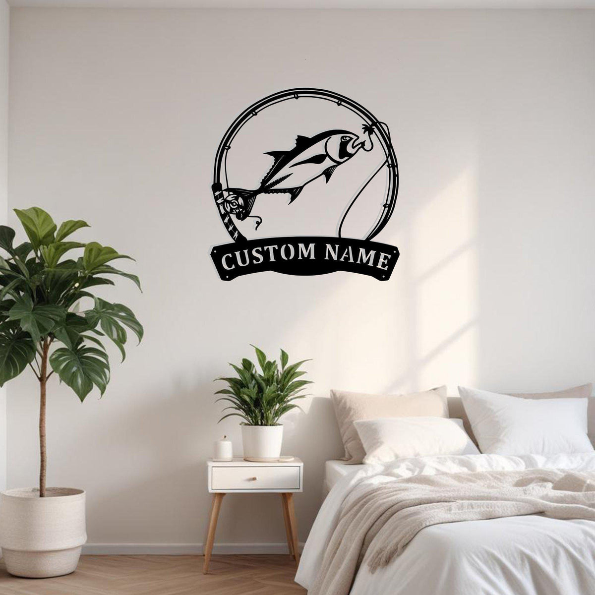 Custom Giant Trevally Fish Metal Sign Wall Art Personalized Giant Trevally Decoration For Room Fishing Metal Home Decor Fish Enthusiasts Art
