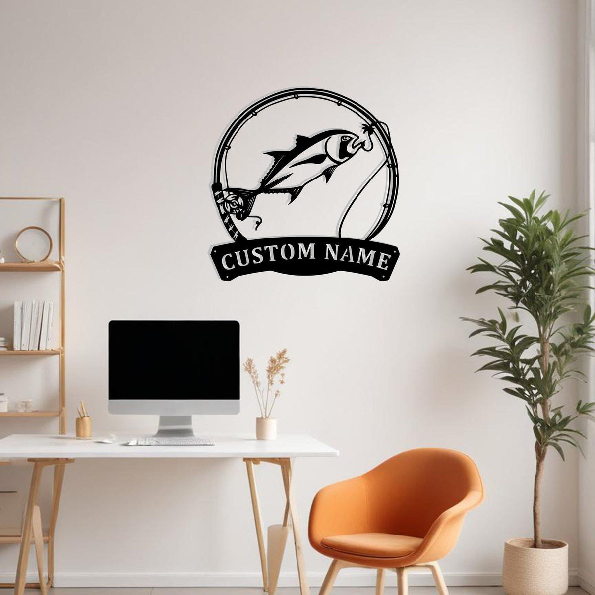 Custom Giant Trevally Fish Metal Sign Wall Art Personalized Giant Trevally Decoration For Room Fishing Metal Home Decor Fish Enthusiasts Art