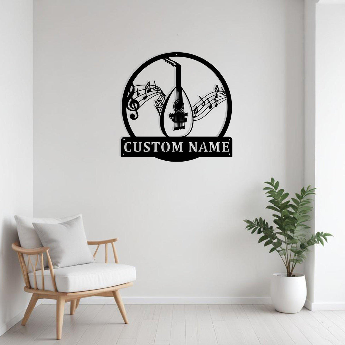 Custom Lute Musical Instrument Metal Sign Wall Art With Led Light Personalized Lute Decor For Room Lute Metal Home Decor Music School Decor