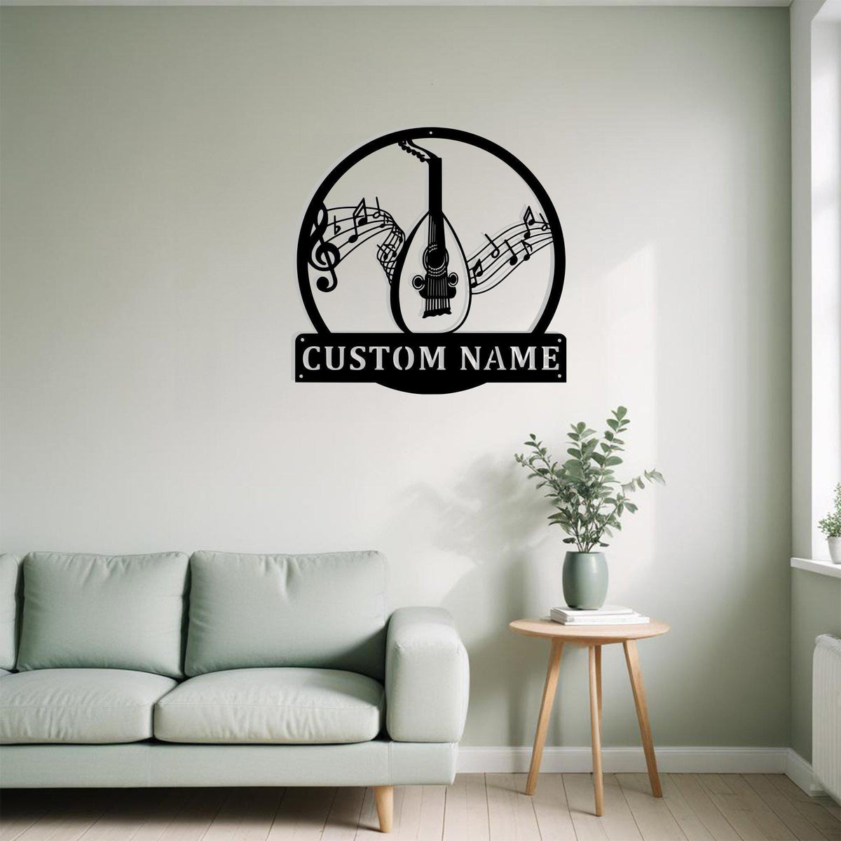 Custom Lute Musical Instrument Metal Sign Wall Art With Led Light Personalized Lute Decor For Room Lute Metal Home Decor Music School Decor
