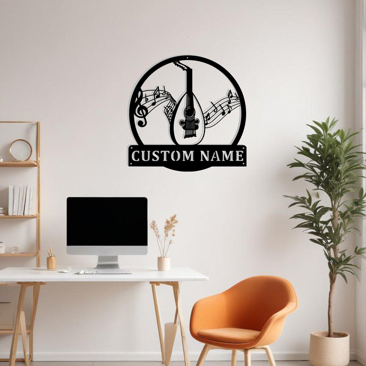 Custom Lute Musical Instrument Metal Sign Wall Art With Led Light Personalized Lute Decor For Room Lute Metal Home Decor Music School Decor