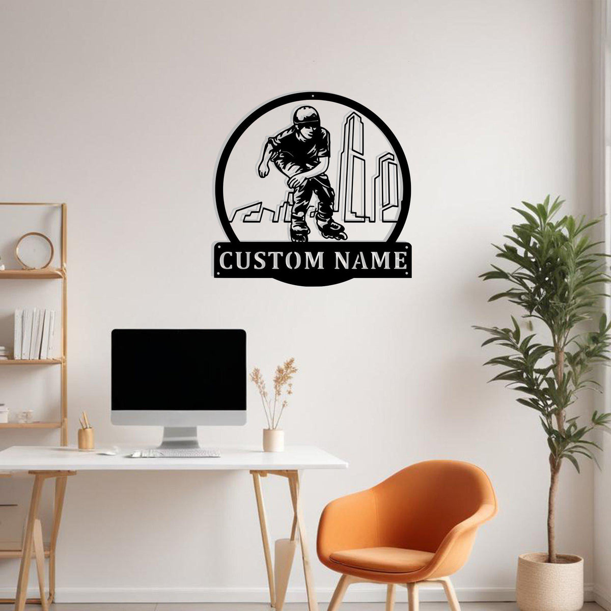 Custom Inline Skates Metal Sign Wall Art With Led Light Personalized Skates Name Sign Decoration For Room Skates Home Decor Kids Room Decor