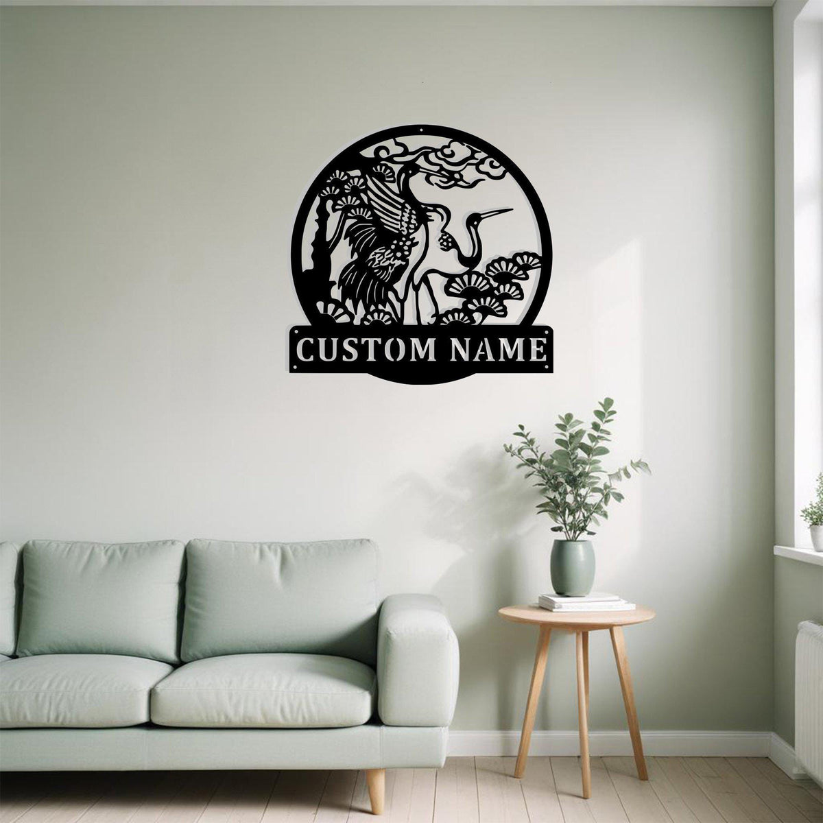 Custom Stork Pine Tree Metal Sign Wall Art Personalized Couple Stork Decoration For Room Stork Home Decor Stork Animal Lover Bird Lovers Art