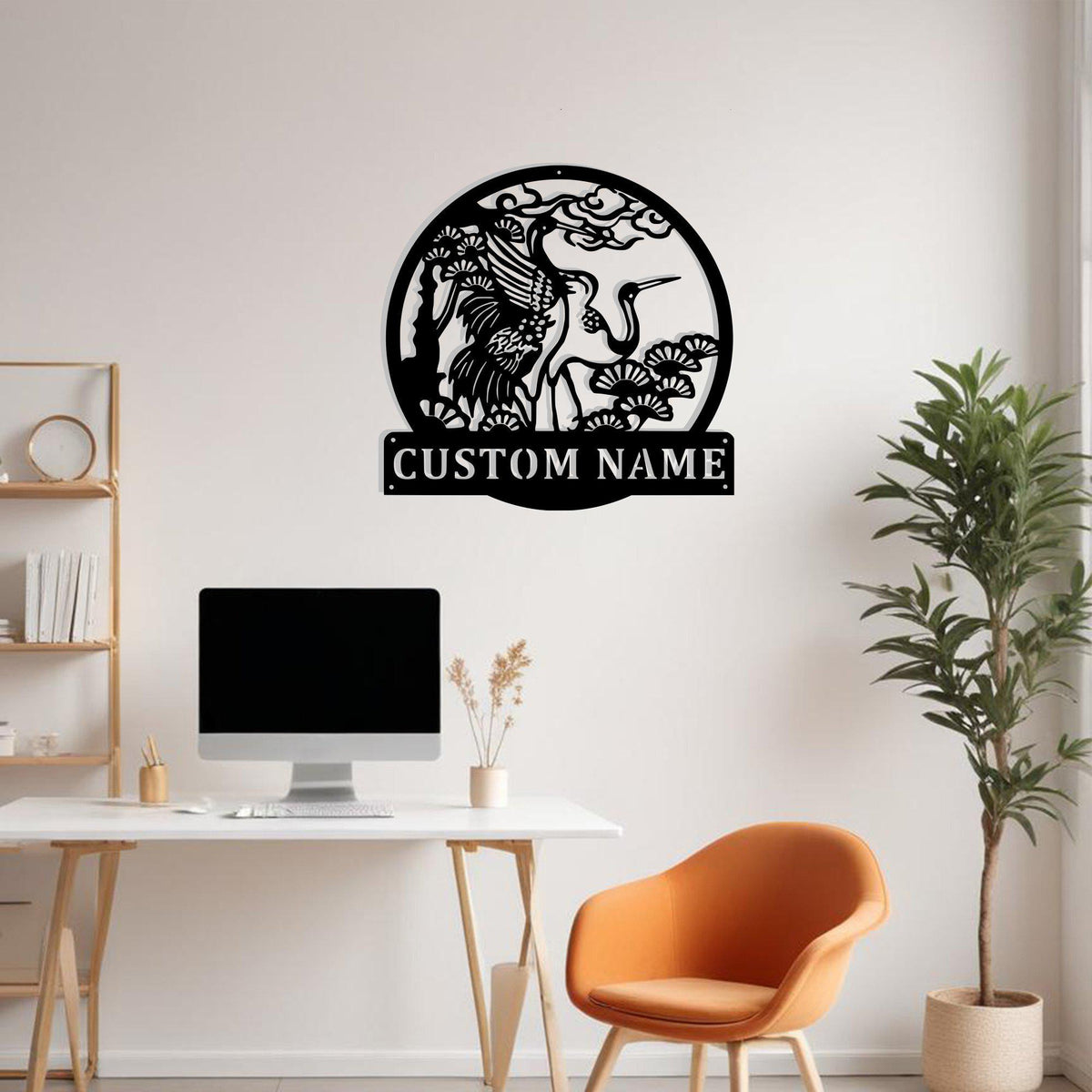 Custom Stork Pine Tree Metal Sign Wall Art Personalized Couple Stork Decoration For Room Stork Home Decor Stork Animal Lover Bird Lovers Art