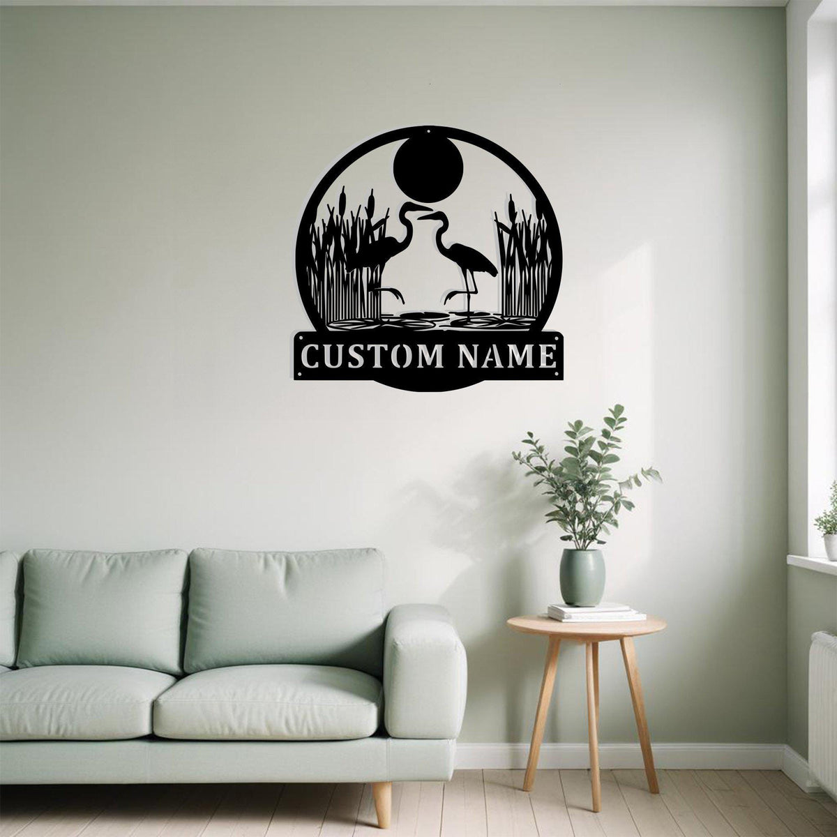 Custom Heron Couple Metal Sign Wall Art Personalized Heron Decoration For Room Heron Home Decor Custom Heron Heron Metal Decor Animal Lovers