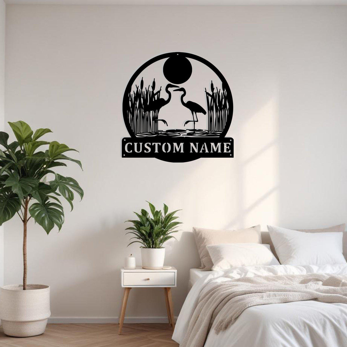 Custom Heron Couple Metal Sign Wall Art Personalized Heron Decoration For Room Heron Home Decor Custom Heron Heron Metal Decor Animal Lovers