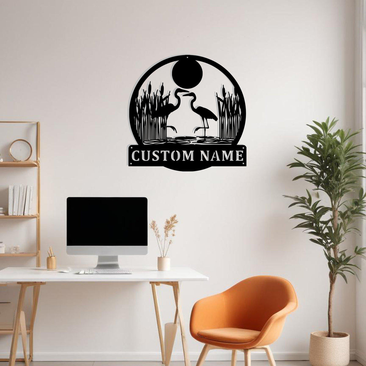 Custom Heron Couple Metal Sign Wall Art Personalized Heron Decoration For Room Heron Home Decor Custom Heron Heron Metal Decor Animal Lovers