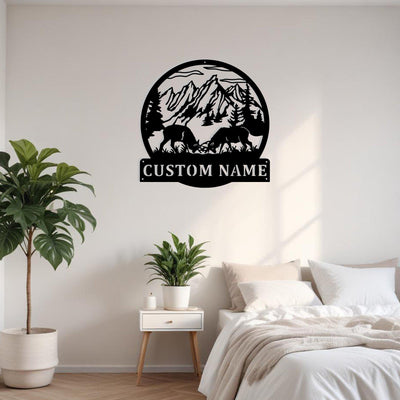 Custom Dueling Caribou Elk Deer Metal Sign Wall Art Personalized Elk Deer Decoration For Room Elk Deer Hunting Home Decor Deer Lovers Decor