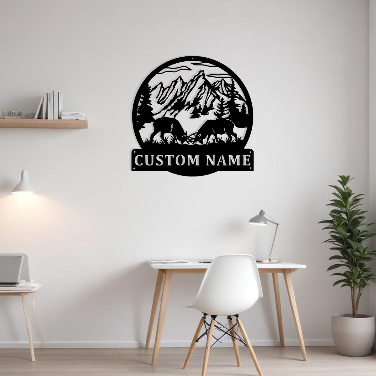Custom Dueling Caribou Elk Deer Metal Sign Wall Art Personalized Elk Deer Decoration For Room Elk Deer Hunting Home Decor Deer Lovers Decor