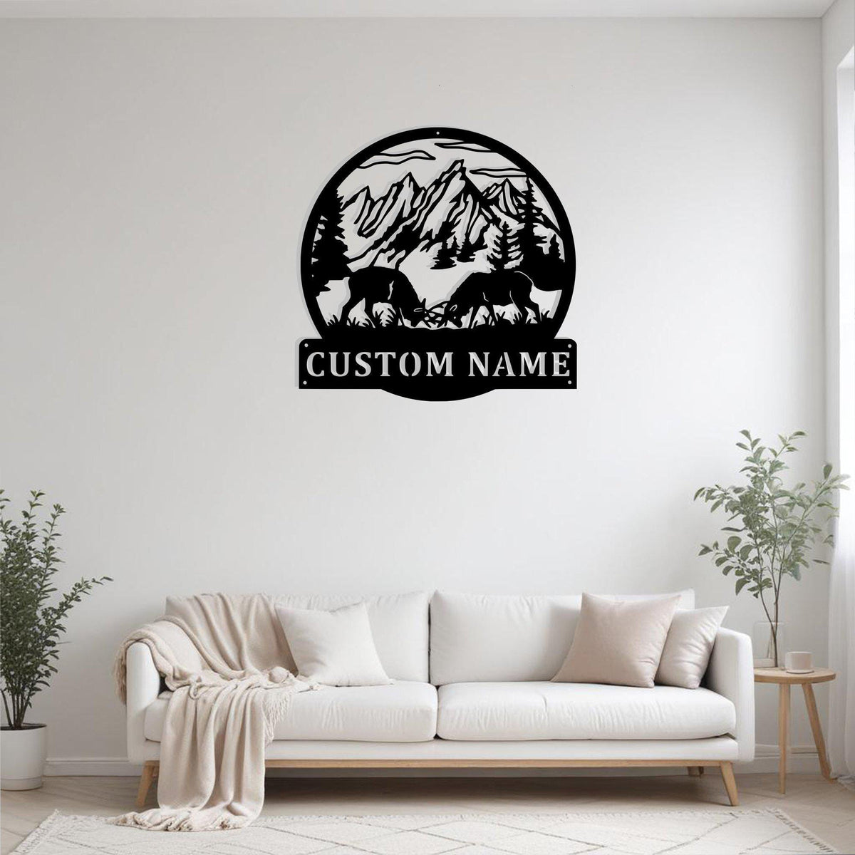 Custom Dueling Caribou Elk Deer Metal Sign Wall Art Personalized Elk Deer Decoration For Room Elk Deer Hunting Home Decor Deer Lovers Decor