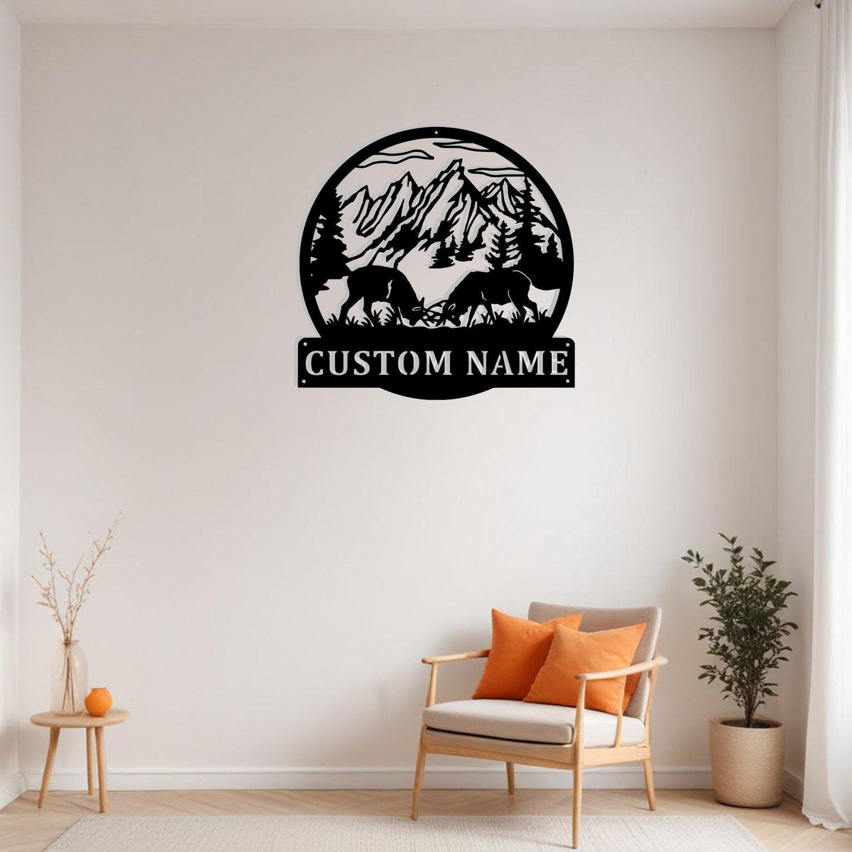 Custom Dueling Caribou Elk Deer Metal Sign Wall Art Personalized Elk Deer Decoration For Room Elk Deer Hunting Home Decor Deer Lovers Decor