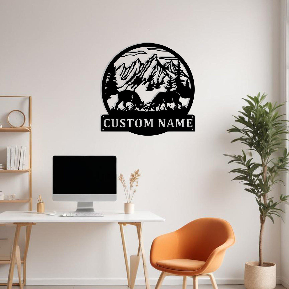 Custom Dueling Caribou Elk Deer Metal Sign Wall Art Personalized Elk Deer Decoration For Room Elk Deer Hunting Home Decor Deer Lovers Decor