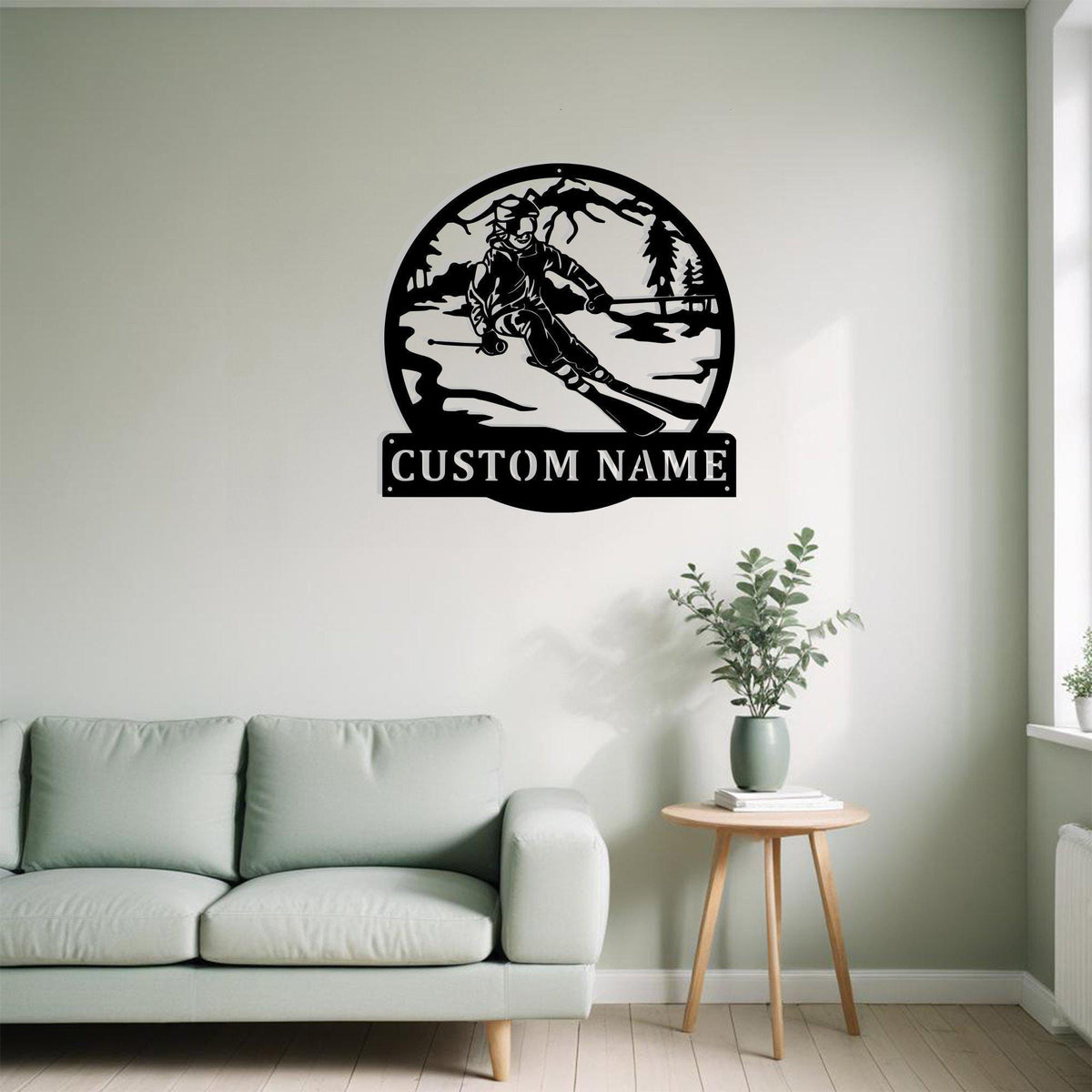 Custom Girl Skier Metal Sign Wall Art Personalized Skier Name Sign Decoration For Room Girl Skier Home Decor Snow Skier Ski Sport Skier Gift
