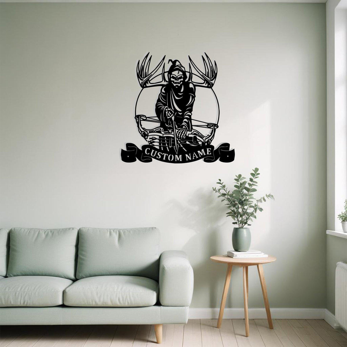 Custom Grim Reaper Bow Hunting Metal Sign Wall Art With Led Light Personalized Bow Hunting Name Sign Decoration For Room Bow Hunting Home Decor